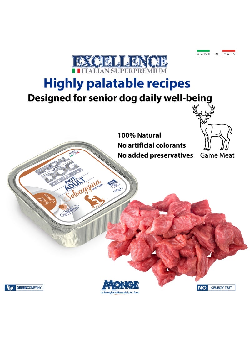 Monge Special Dog Excellence by Monge, Adult Dog Wet Food with Wild Game, Super Premium Complete Wet Dog Food, Patè in Alutray - Image 3